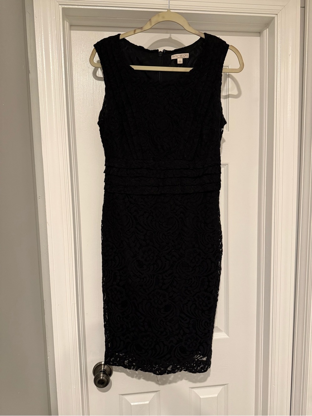 eva mendes for New York & Company Black Lace Midi Sheath Dress size 6